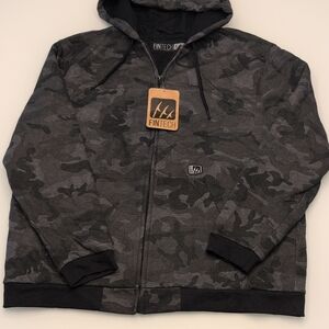 Men's Camouflage Hoodie Jacket - Black